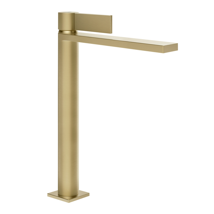 Gessi Inverso Diamantato Смеситель для раковины, высокий, 1 отв, с донным клапаном "Stop&Go", цвет: Brass Brushed PVD