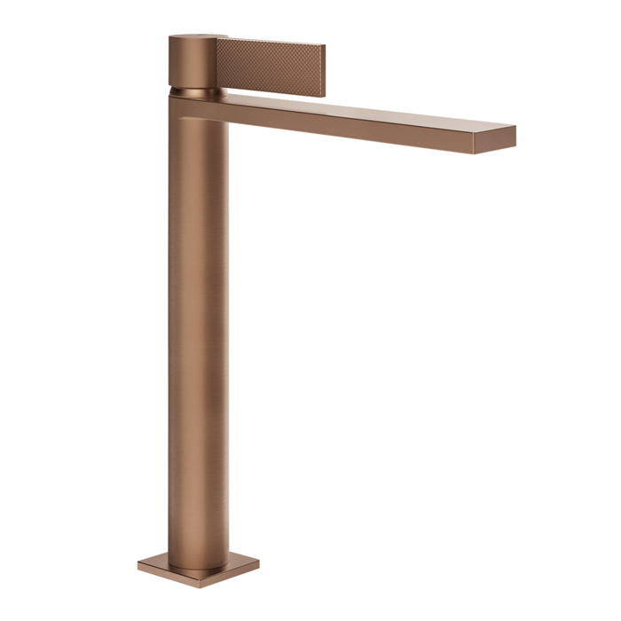 Gessi Inverso Diamantato Смеситель для раковины, высокий, 1 отв, с донным клапаном "Stop&Go", цвет: Copper Brushed PVD