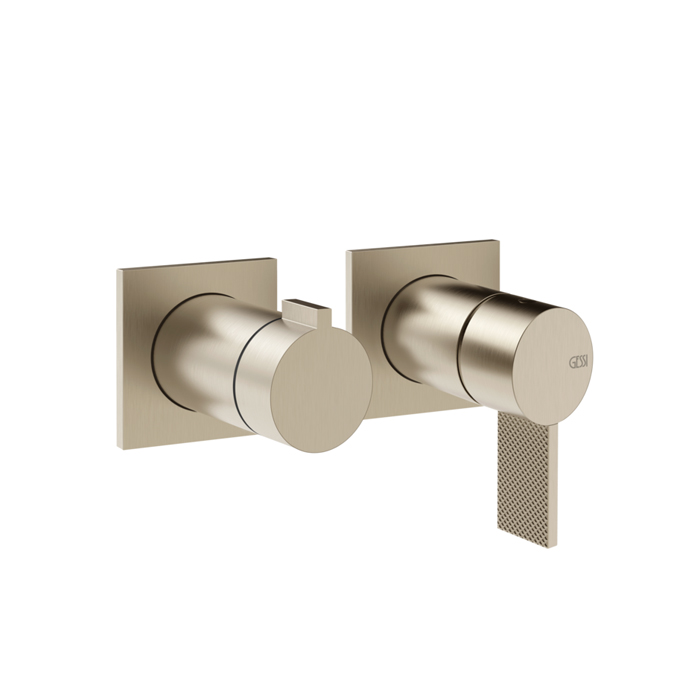 Gessi Inverso Diamantato Внешняя часть настенного смесителя для душа на 2 выхода, цвет: Finox Brushed Nickel