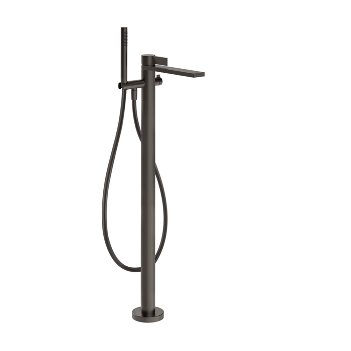 Gessi Inverso Rigato Внешняя часть напольного смесителя для ванны с перекл и ручным душем, цвет: Black Metal Br. PVD