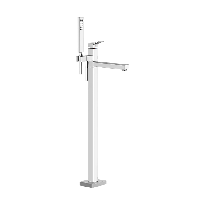 Gessi Rettangolo Напольный смеситель для ванны с ручным душем, цвет: хром