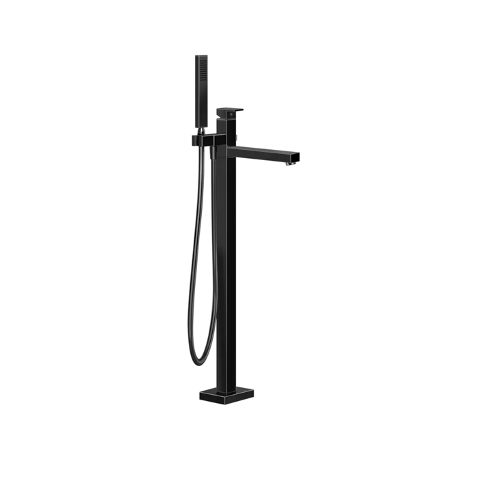 GESSI Rettangolo Смеситель для ванны, напольный, с ручным душем и шлангом, внешняя часть, цвет: Black Metal PVD