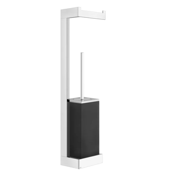 Gessi Rettangolo Стойка. с держателем для туалетной бумаги и ершиком, подвесная, напольная, цвет: хром/черный