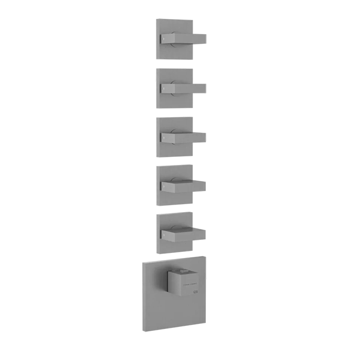 Gessi Rettangolo Встраиваемый термостатический смеситель, подключение на 3/4”, с 5ю независимыми выходами, внешняя часть, цвет: хром
