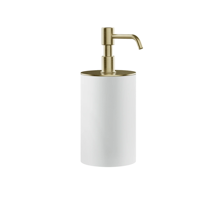 Gessi Rilievo Дозатор для жидкого мыла, настольный, колба белая, цвет: Brushed Brass PVD
