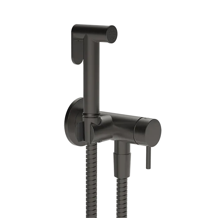 Gessi Cono GESSI TOTAL LOOK Гигиенический душ с наст. держ. со смесителем,с подводом воды и шлангом, цвет: Black Metal Br. PVD