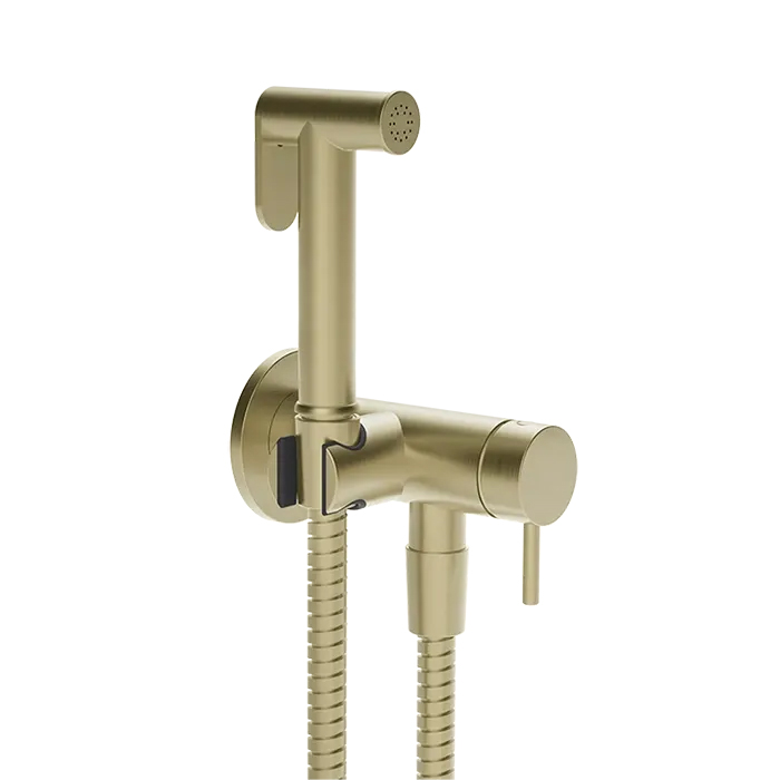 Gessi Cono GESSI TOTAL LOOK Гигиенический душ с наст. держ. со смесителем,с подводом воды и шлангом, цвет: Brass Br. PVD