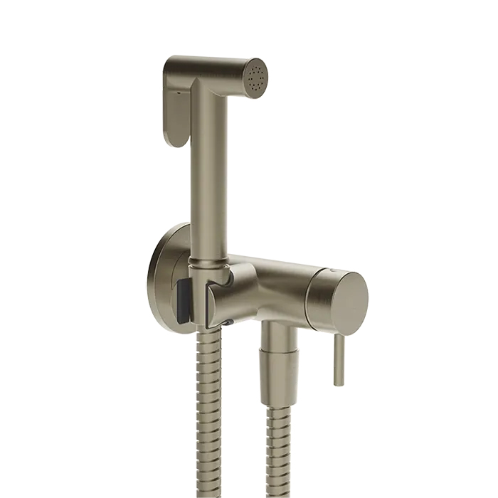 Gessi Cono GESSI TOTAL LOOK Гигиенический душ с наст. держ. со смесителем,с подводом воды и шлангом, цвет: Finox Br. Nickel
