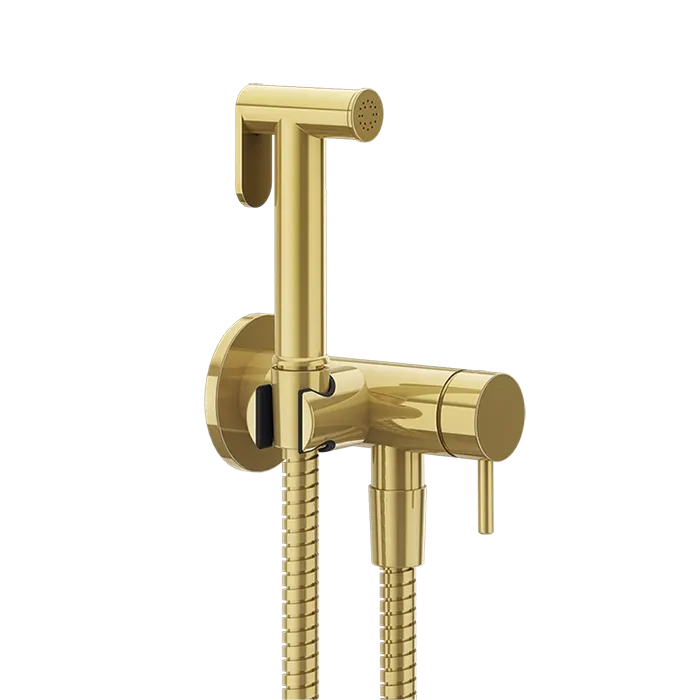 Gessi Cono GESSI TOTAL LOOK Гигиенический душ с наст. держ. со смесителем,с подводом воды и шлангом, цвет: Gold PVD