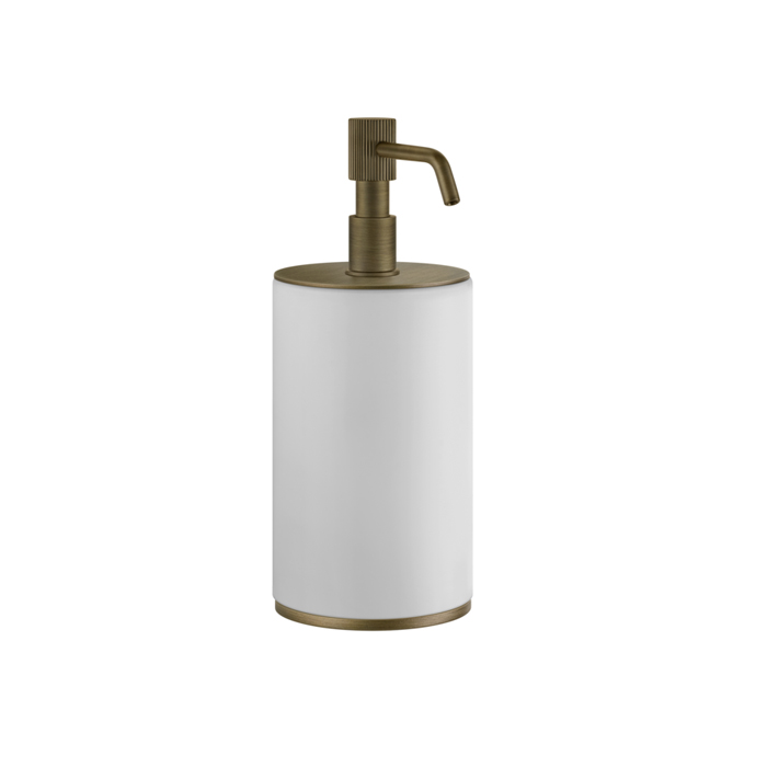 Gessi Venti20 Дозатор для жидкого мыла настольный, цвет: белый, фурнитура Antique Brass
