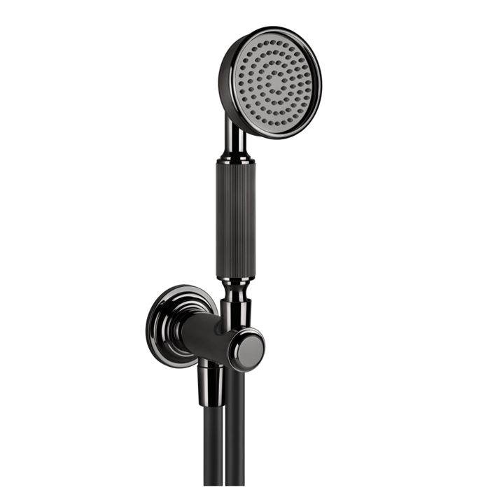 Gessi Venti20 Комплект для душа с ручным душем, шлангом, держателем с подводом воды, цвет: Black Metal PVD