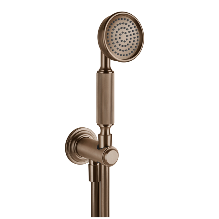 Gessi Venti20 Комплект для душа с ручным душем, шлангом, держателем с подводом воды, цвет: Copper Brushed PVD