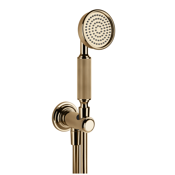 Gessi Venti20 Комплект для душа с ручным душем, шлангом, держателем с подводом воды, цвет: Warm Bronze PVD