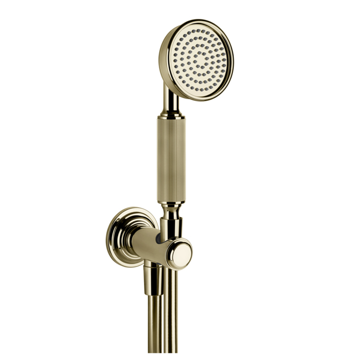 Gessi Venti20 Комплект для душа с ручным душем, шлангом, держателем с подводом воды, цвет: Brass PVD