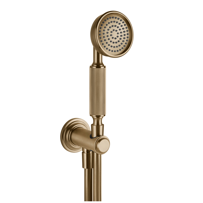 Gessi Venti20 Комплект для душа с ручным душем, шлангом, держателем с подводом воды, цвет: Warm Bronze Br. PVD