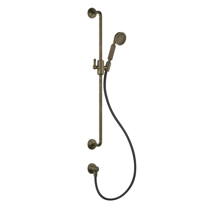 Gessi Venti20 Штанга для душа, с ручным душем, шлангом и подводом воды, цвет: Antique Brass