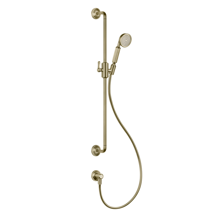Gessi Venti20 Штанга для душа, с ручным душем, шлангом и подводом воды, цвет: Brushed Brass PVD