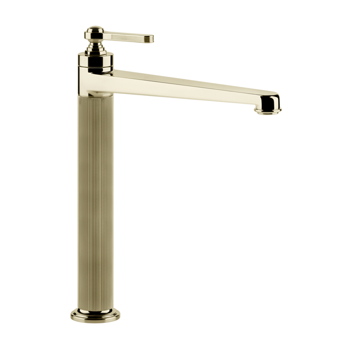 Gessi Venti20 Смеситель для раковины на 1 отверстие, однорычажный, высокий, в комплекте с донным клапаном, цвет: Brass PVD