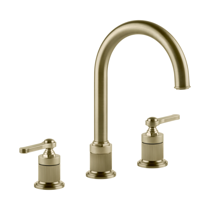 Gessi Venti20 Смеситель для раковины, на 3 отв, высота излива, с донным клапаном, цвет: Brushed Brass PVD