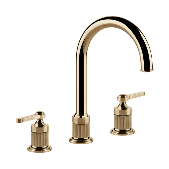 Gessi Venti20 Смеситель для раковины, на 3 отв, высота излива, с донным клапаном, цвет: Warm Bronze PVD