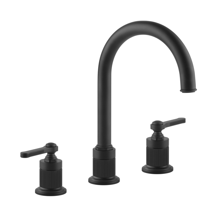 Gessi Venti20 Смеситель для раковины на 3 отверстия, высота излива, в комплекте с донным клапаном, цвет: черный