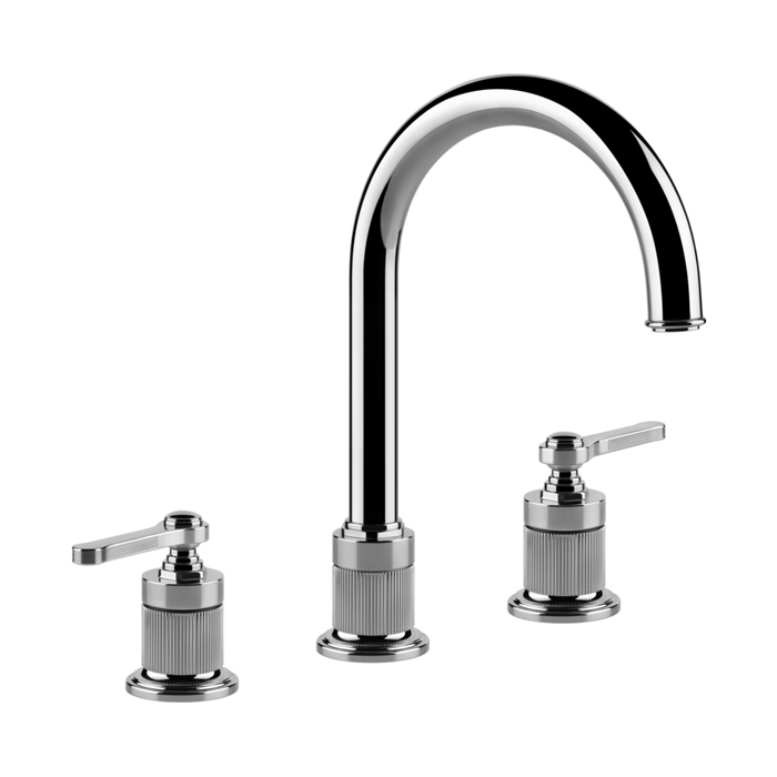 Gessi Venti20 Смеситель для раковины на 3 отверстия, высота излива, в комплекте с донным клапаном, цвет: хром