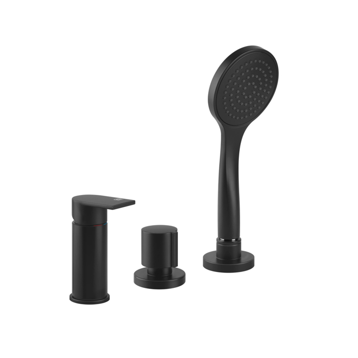 Gessi Emporio Via manzoni Смеситель для ванны, на 3 отв, наполнение через слив-перелив, лейка, цвет: Black XL