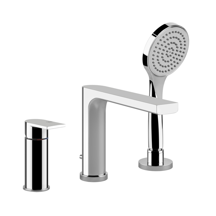 Gessi Emporio Via manzoni Смеситель для ванны, на 3 отв, с переключателем, изливом и шлангом 1,50м, цвет: хром