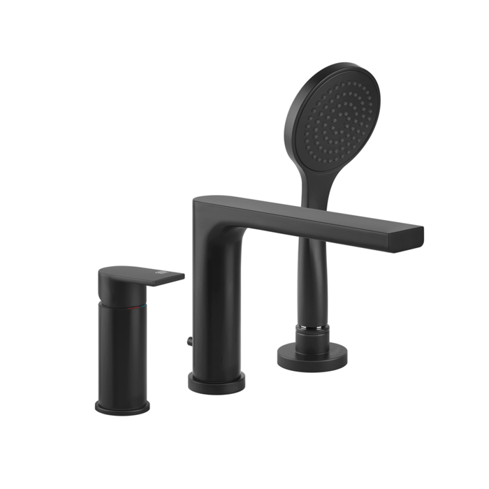 Gessi Emporio Via manzoni Смеситель для ванны, на 3 отв, с переключателем, изливом и шлангом 1,50м, цвет: Black XL