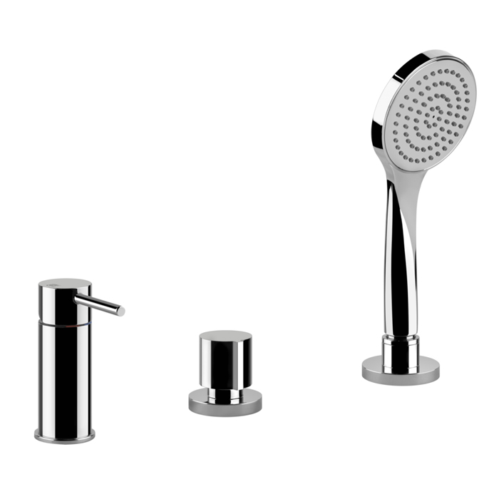 Gessi Emporio Via tortona Смеситель для ванны, на 3 отв, наполнение через слив-перелив, лейка, цвет: хром