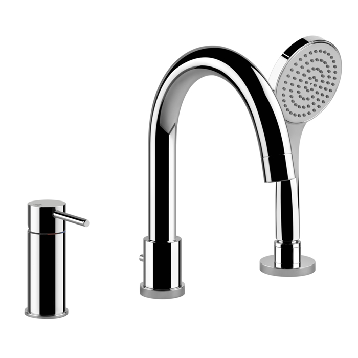 Gessi Emporio Via tortona Смеситель для ванны, на 3 отв, с переключателем, изливом и шлангом 1,50м, цвет: хром
