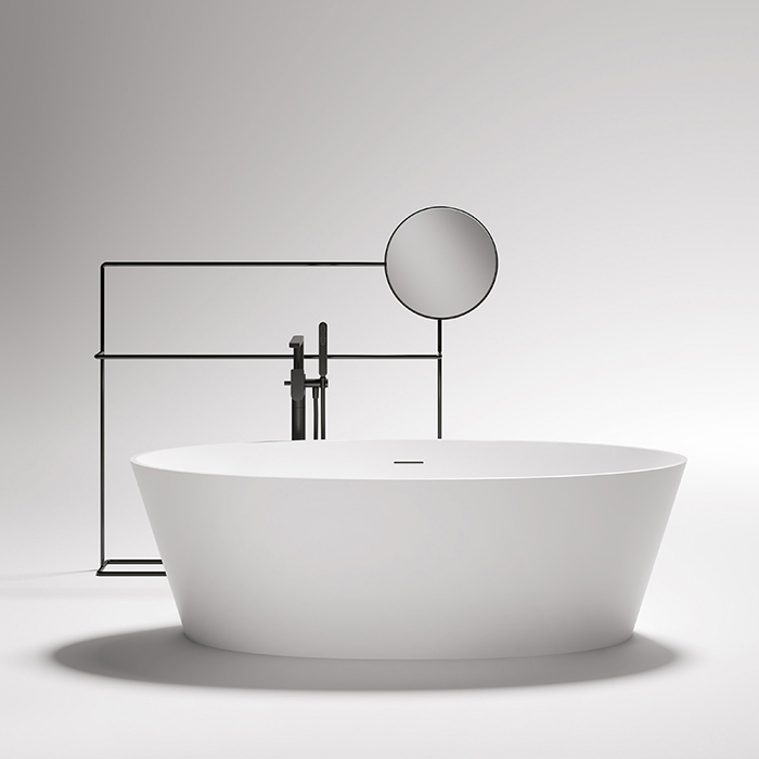 Gruppo Treesse Alma Ванна отдельностоящая, с сливом-переливом и сифоном, Solid Surface, цвет: белый глянцевый