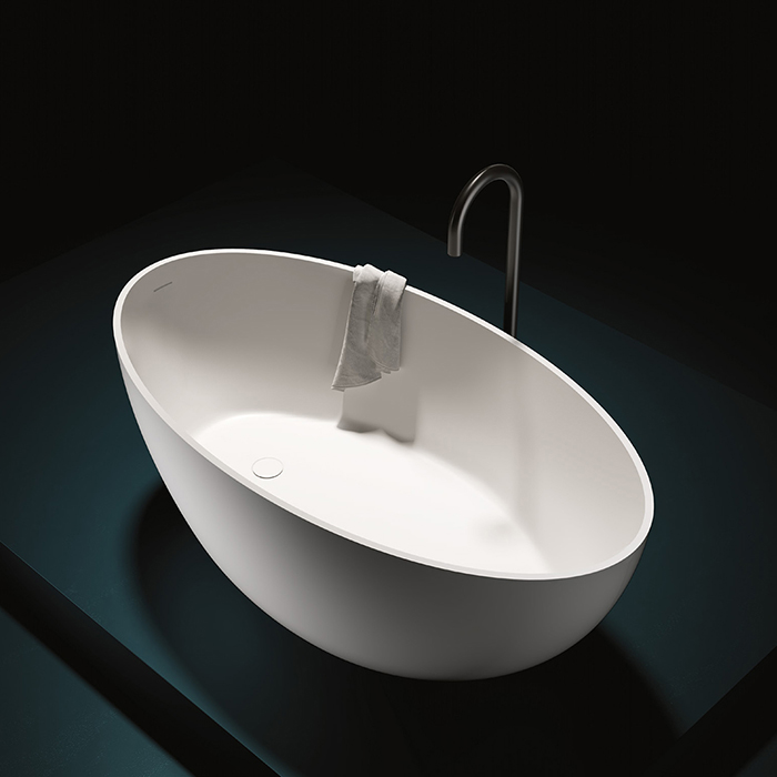 Gruppo Treesse Bali Ванна отдельностоящая, с сливом-переливом и сифоном, Solid Surface, цвет: белый матовый