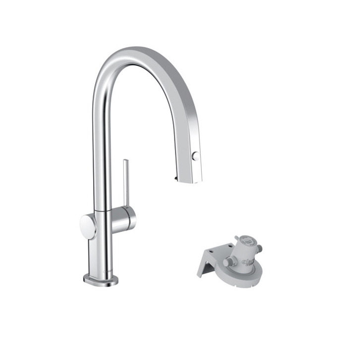 Hansgrohe Aqittura Смеситель для кухни, 1 отв, с вытяжным изливом 1jet и функцией фильтрации, цвет: хром