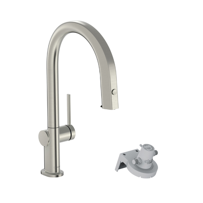 Hansgrohe Aqittura Смеситель для кухни, 1 отв, с вытяжным изливом 1jet и функцией фильтрации, цвет: нержавеющая сталь