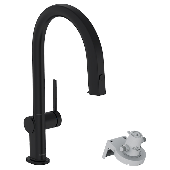 Hansgrohe Aqittura Смеситель для кухни, на 1 отв, с выдвижным изливом, цвет: черный матовый