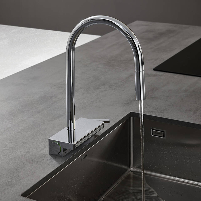 Hansgrohe Aquno Select M81 Смеситель для кухни, 1 отв, каскад, цвет: сталь