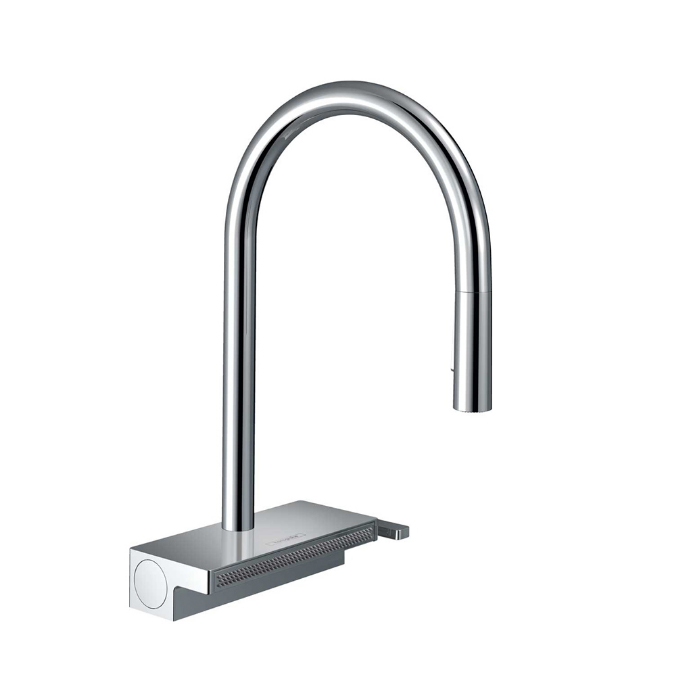 Hansgrohe Aquno Select M81 Смеситель для кухни, 1 отв, с вытяжным душем, 3jet, каскад, sBox, цвет: хром