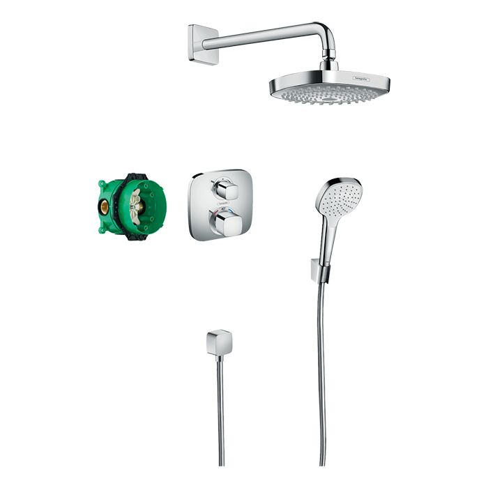 Hansgrohe Croma E Душевая система, верхний душ, смеситель термостатический, с ручным душем, цвет: хром