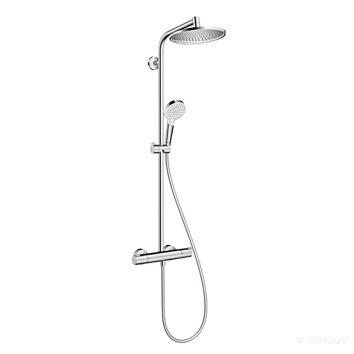Hansgrohe Crometta Showerpipe S 240 SHP: термостат для душа + стойка с верхним душем + ручной душ со шлангом, цвет: хром