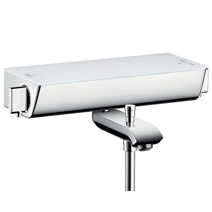 Hansgrohe Ecostat Select Термостат настенный для ванны на 2 источника, с изливом, с полочкой из безопасного стекла, цвет: хром