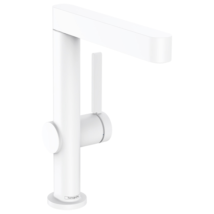 Hansgrohe Finoris Смеситель для раковины, на 1 отв, с поворотным изливом, с донным клапаном, цвет: белый матовый