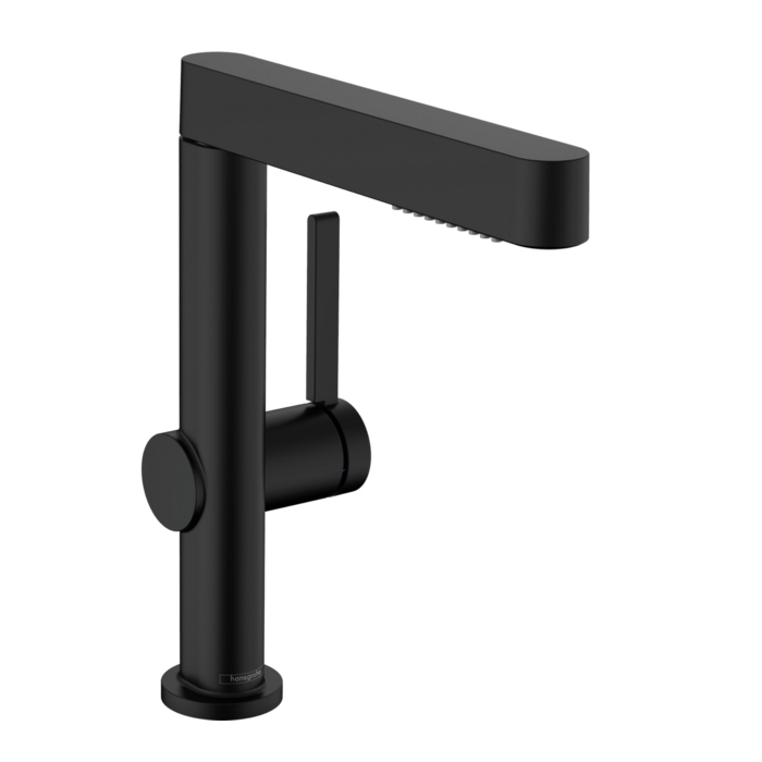 Hansgrohe Finoris Смеситель для раковины, 1 отв, с донным клапаном Push-Open, цвет: черный матовый