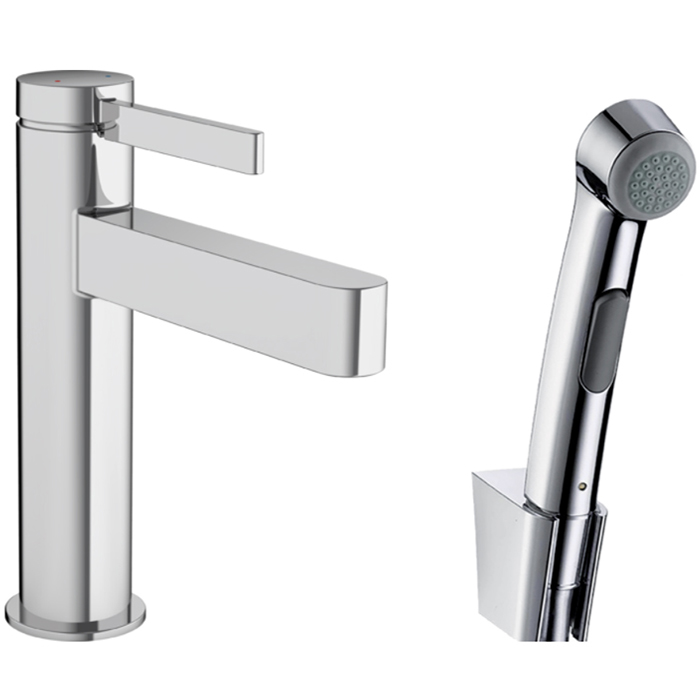 Hansgrohe Finoris Смеситель для раковины, 1 отв, с набором для биде и со шлангом, цвет: хром