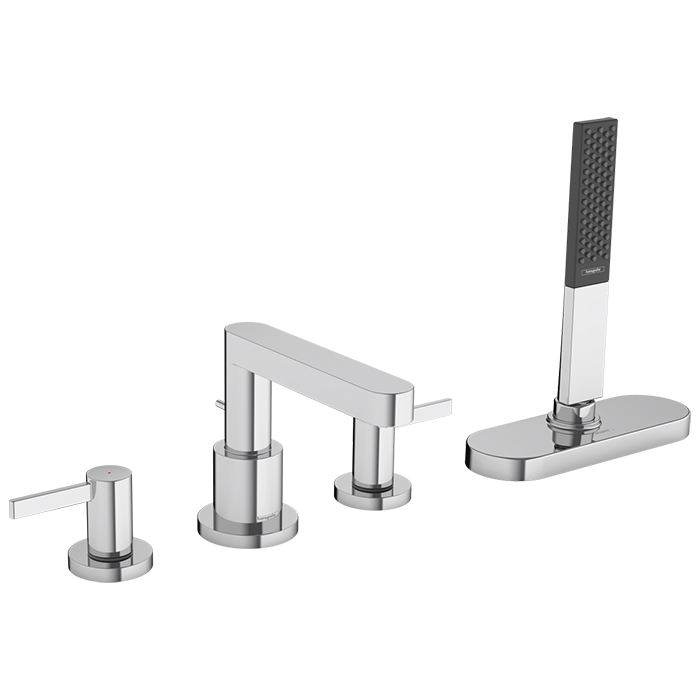 Hansgrohe Finoris Смеситель на борт ванны, на 4 отв, с ручным душем, цвет: хром