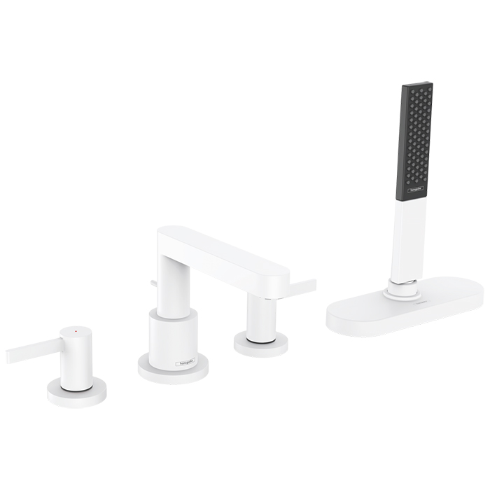Hansgrohe Finoris Смеситель на борт ванны, на 4 отв, с ручным душем, цвет: белый матовый