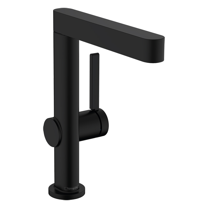 Hansgrohe Finoris Смеситель для раковины, на 1 отв, с поворотным изливом, с донным клапаном, цвет: черный матовый
