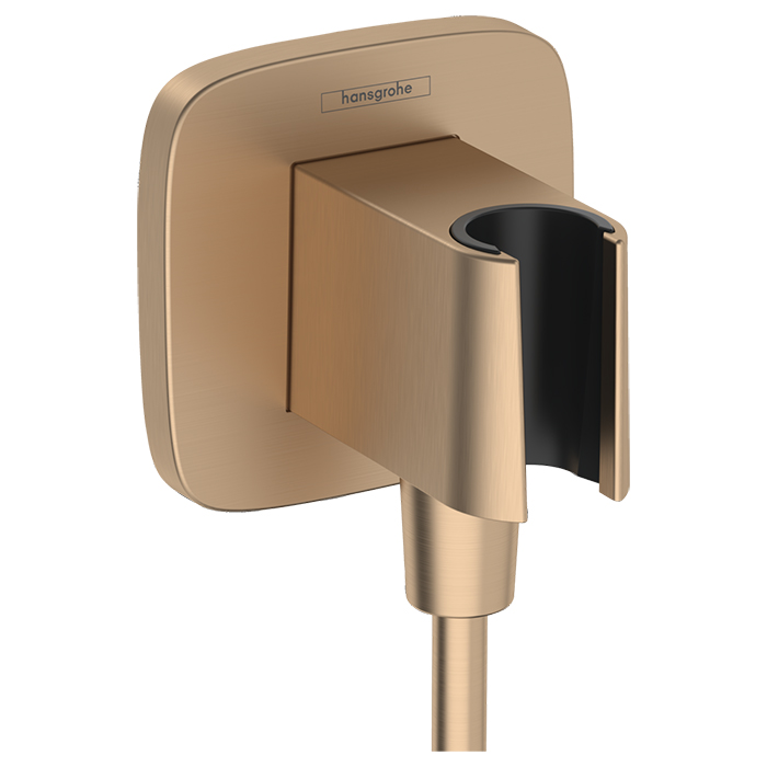 Hansgrohe FixFit Q Шланговое подсоединение с держателем ручного душа, цвет Шлифованная бронза