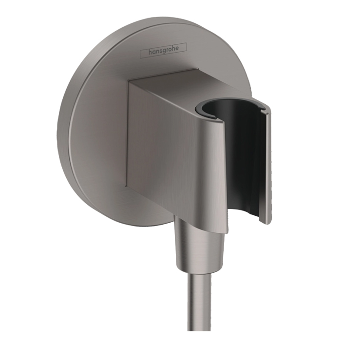 Hansgrohe FixFit S Шланговое подсоединение для душа, с держателем ручного душа, цвет: шлифованный черный хром