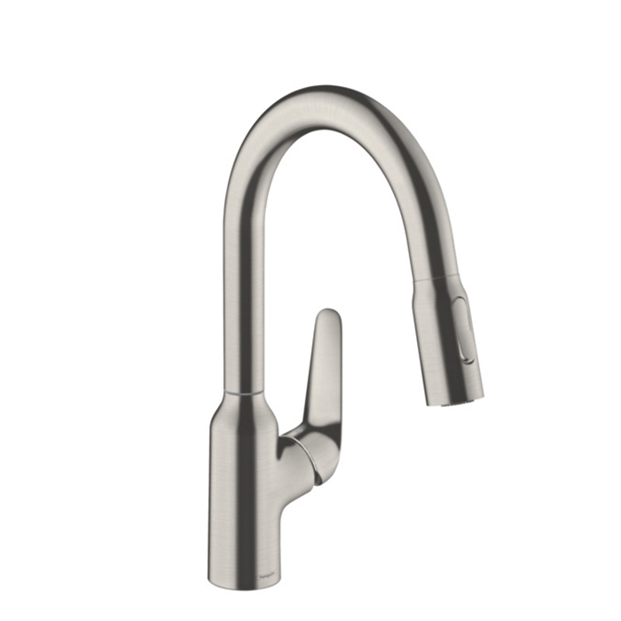 Hansgrohe Focus Кухонный смеситель, на 1 отв, с выдвижным изливом, излив:, цвет: полированная сталь